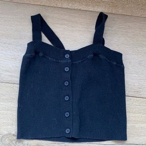Brandy Melville ribbed/button down black top